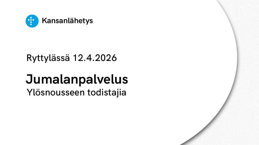 Videon 12.4.2026 klo 13:00 | Jumalanpalvelus, Ylösnousseen todistajia, Santeri Marjokorpi kansikuva